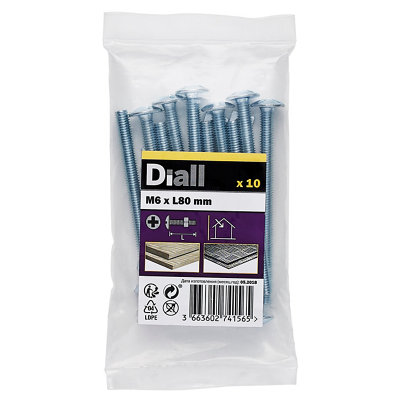 Diall M6 Roofing Bolt & Nut (L)80mmPack Of 10
