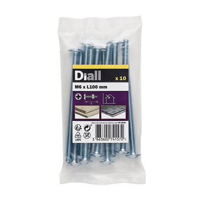 Diall M6 Roofing Bolt & Nut (L)100mmPack Of 10
