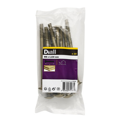 Diall M8 Coach Bolt (L)130mmPack Of 10 from B&Q