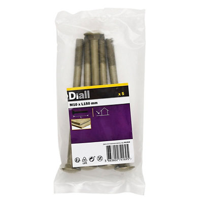 Diall M10 Coach Bolt (L)150mmPack Of 5 from B&Q