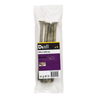 B&Q -  M10 Coach Bolt (L)200mmPack Of 5