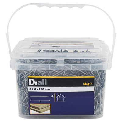Diall Round Wire Nail (L)50mm (Dia)2.4mm 5Kg from B&Q