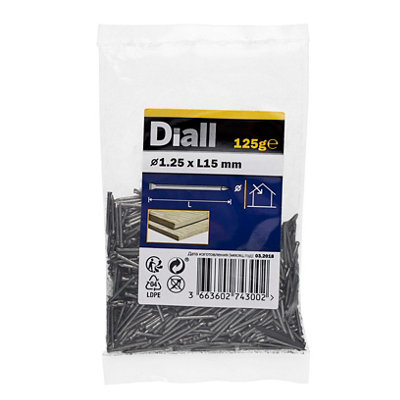 Diall Lost Head Nail (L)15mm (Dia)1.25mm 125G from B&Q