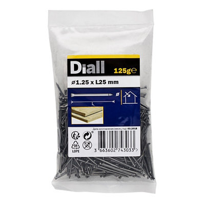 Diall Lost Head Nail (L)25mm (Dia)1.25mm 125G from B&Q
