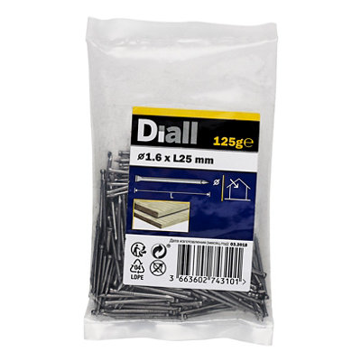 Diall Lost Head Nail (L)25mm (Dia)1.6mm 125G from B&Q