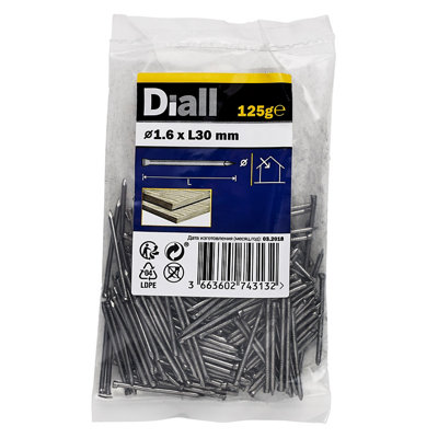 Diall Lost Head Nail (L)30mm (Dia)1.6mm 125G from B&Q