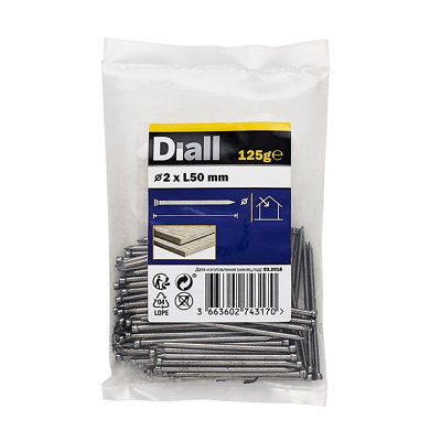 Diall Lost Head Nail (L)50mm (Dia)2mm 125G from B&Q