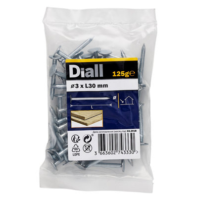 Diall Galvanised Clout Nail (L)30mm (Dia)3mm 125G from B&Q