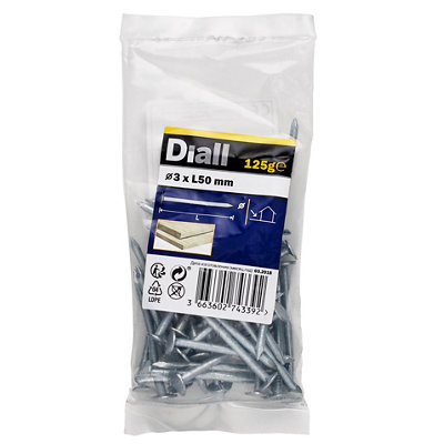 Diall Galvanised Clout Nail (L)50mm (Dia)3mm 125G from B&Q
