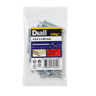 Diall Galvanised Masonry Nail (L)40mm (Dia)3.4mm 125G from B&Q