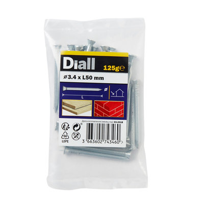 Diall Galvanised Masonry Nail (L)50mm (Dia)3.4mm 125G from B&Q