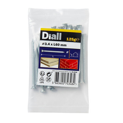Diall Galvanised Masonry Nail (L)60mm (Dia)3.4mm 125G from B&Q