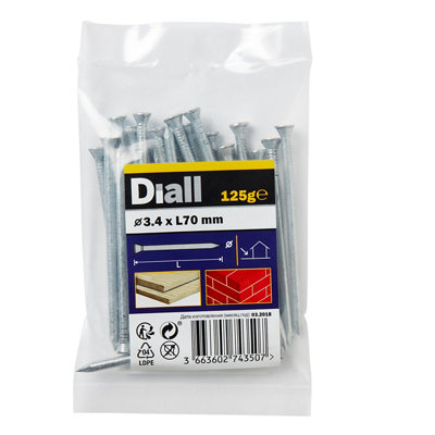 Diall Galvanised Masonry Nail (L)70mm (Dia)3.4mm 125G from B&Q