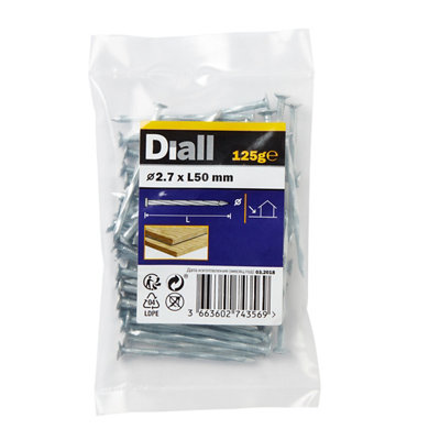 Diall Galvanised Twisted Nail (L)50mm (Dia)2.7mm 125G from B&Q