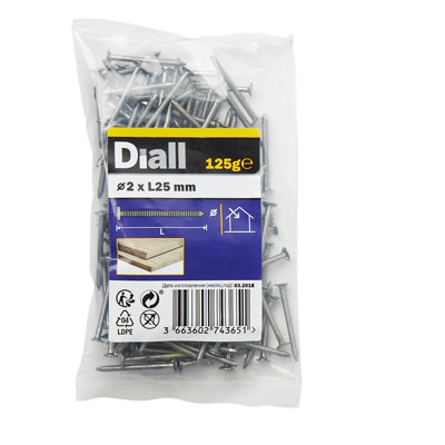 Diall Annular Ring Nail (L)25mm (Dia)2mm 125G from B&Q