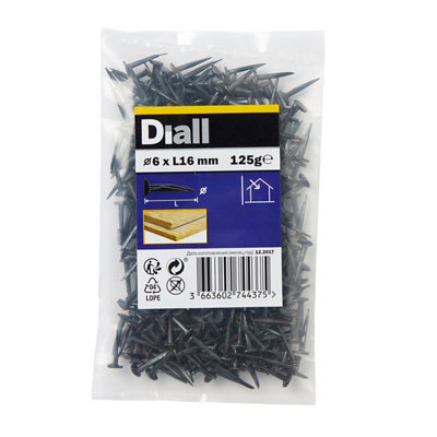 Diall Black Tack (L)16mm (Dia)6mm 125G from B&Q
