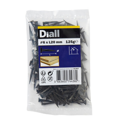 Diall Black Tack (L)20mm (Dia)6mm 125G from B&Q