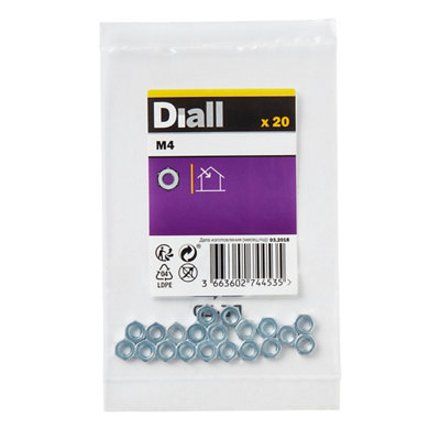 Diall M4 Steel Hex NutPack Of 20 from B&Q
