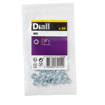 Diall M5 Steel Hex NutPack Of 20 from B&Q