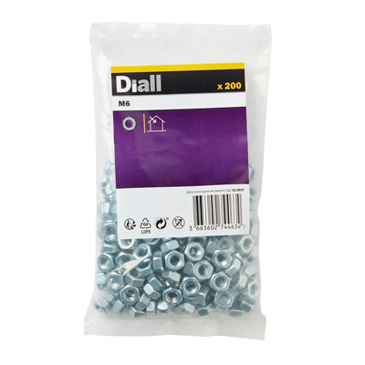 Diall M6 Carbon Steel Hex NutPack Of 200 from B&Q
