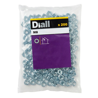 Diall M8 Carbon Steel Lock NutPack Of 200 from B&Q