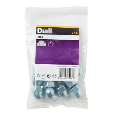 Diall M12 Carbon Steel Dome NutPack Of 10 from B&Q