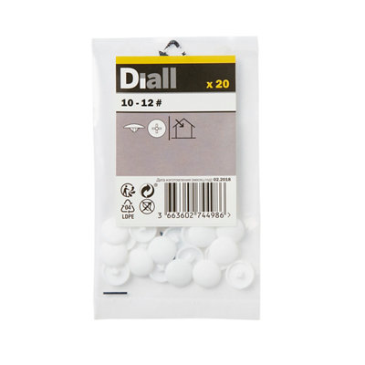 Diall White Polypropylene Decorative Screw Cap (Dia)12mmPack Of 20