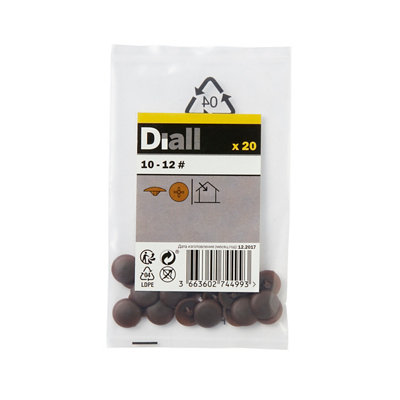 Diall Brown Polypropylene Decorative Screw Cap (Dia)12mmPack Of 20