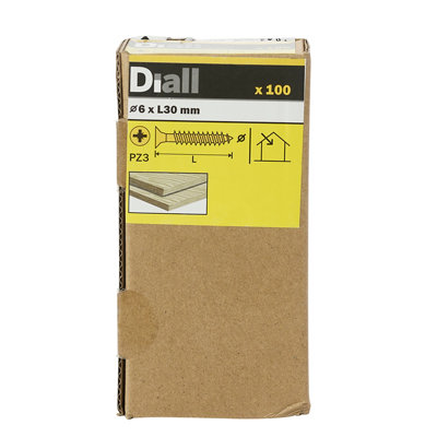 Diall Double-Countersunk Yellow-Passivated Carbon Steel Screw (Dia)6mmPack Of 100 from B&Q
