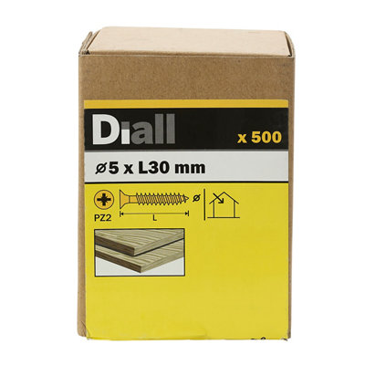 Diall Double-Countersunk Yellow-Passivated Carbon Steel Screw (Dia)5mmPack Of 500 from B&Q