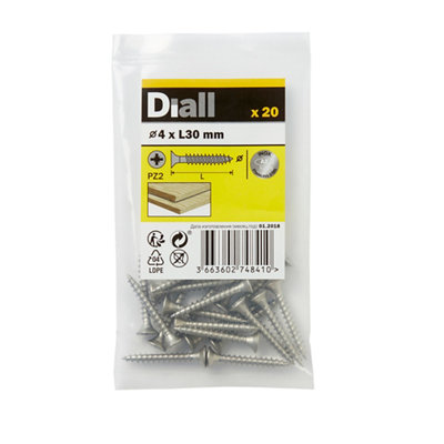 Diall Pozidriv Double-Countersunk A2 Stainless Steel Wood Screw (Dia)4mmPack Of 20 from B&Q