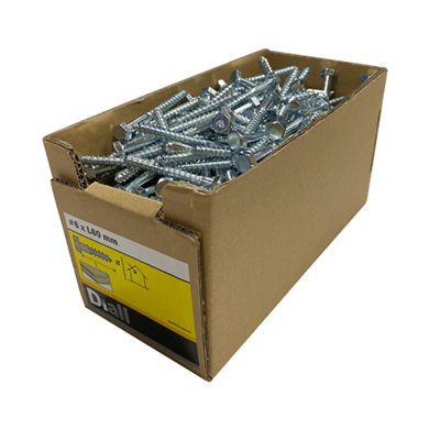 Diall Hex Zinc-Plated Carbon Steel Coach Screw (Dia)6mmPack Of 200 from B&Q