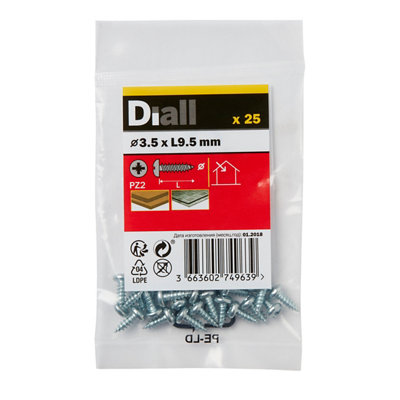 Diall Pz Pan Head Zinc-Plated Hardened Steel Self-Drilling Screw (Dia)3.5mmPack Of 25 from B&Q