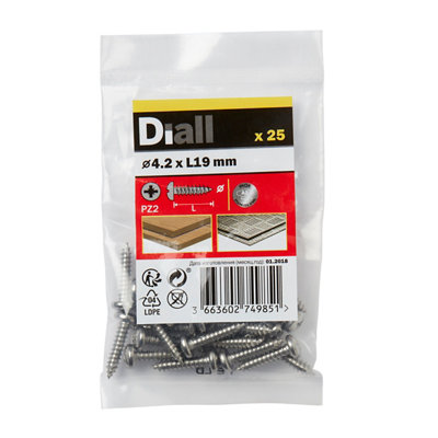 Diall Pozidriv Pan Head A2 Stainless Steel Screw (Dia)4.2mmPack Of 25 from B&Q