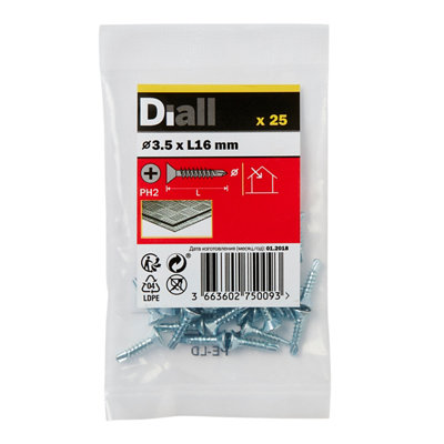 Diall Phillips Countersunk Zinc-Plated Carbon Steel (C1022) Self-Drilling Screw (Dia)3.5mmPack Of 25 from B&Q