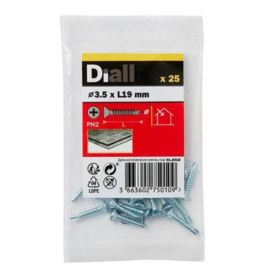 Diall Countersunk Zinc-Plated Carbon Steel Screw (Dia)3.5mmPack Of 25 from B&Q