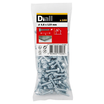 Diall Hex Zinc-Plated Carbon Steel Screw (Dia)4.8mmPack Of 100 from B&Q