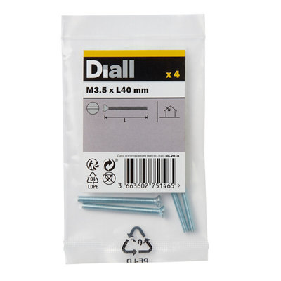 Diall Raised-Countersunk Zinc-Plated Carbon Steel Switch Box Screw (Dia)3.5mm (L)40mmPack Of 4 from B&Q
