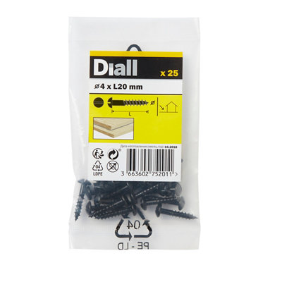 Diall Cylindrical Carbon Steel Screw (Dia)4mmPack Of 25 from B&Q