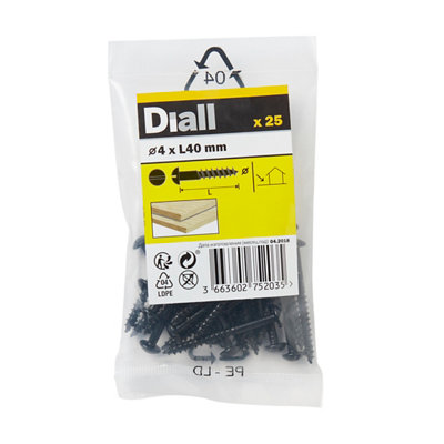 Diall Cylindrical Carbon Steel Screw (Dia)4mmPack Of 25 from B&Q
