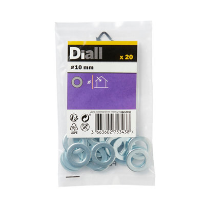 B&Q -  M10 Carbon Steel Small Flat Washer(Dia)10mmPack Of 20
