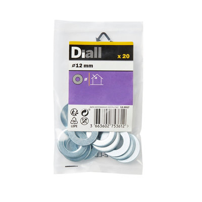 Diall M12 Carbon Steel Flat Washer(Dia)12mmPack Of 20 from B&Q