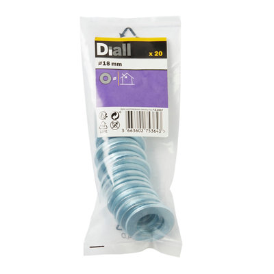 Diall M18 Carbon Steel Flat Washer(Dia)18mmPack Of 20 from B&Q