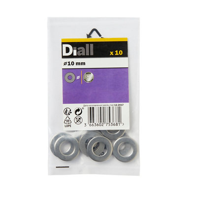 B&Q -  M10 Stainless Steel Medium Flat Washer(Dia)10mmPack Of 10