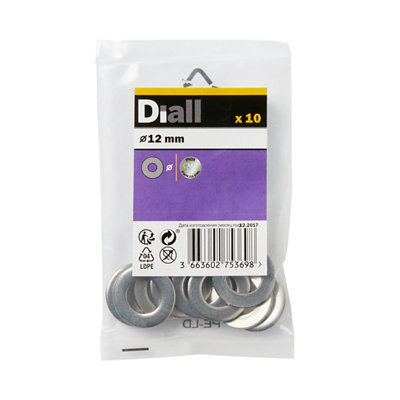 Diall M12 Stainless Steel Medium Flat Washer(Dia)12mmPack Of 10 from B&Q