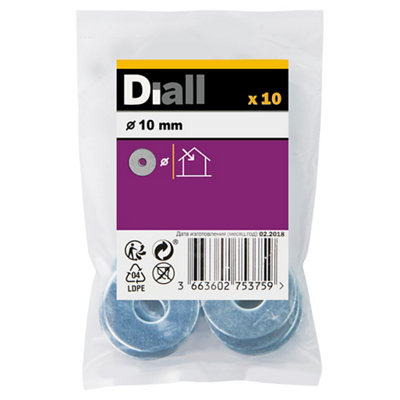 B&Q -  M10 Carbon Steel Flat Washer(Dia)10mmPack Of 10