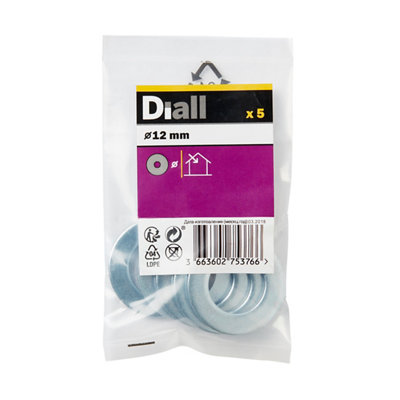 Diall M12 Carbon Steel Flat Washer(Dia)12mmPack Of 5 from B&Q