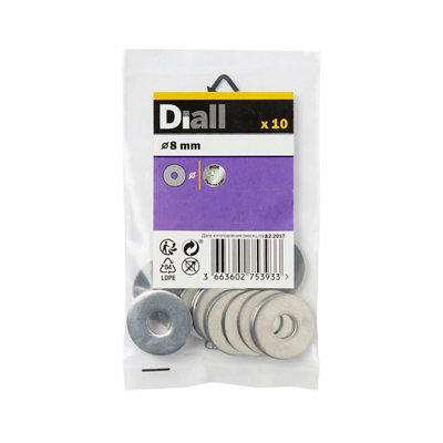Diall M8 Stainless Steel Large Flat Washer(Dia)8mmPack Of 10 from B&Q