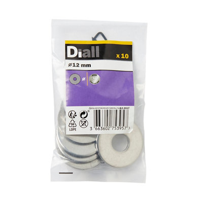 Diall M12 Stainless Steel Large Flat Washer(Dia)12mmPack Of 10 from B&Q