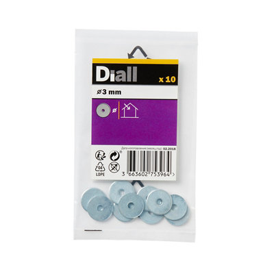 Diall M3 Carbon Steel Penny Washer(Dia)3mmPack Of 10 from B&Q